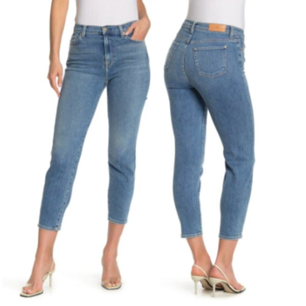 7 For All Mankind High Waist Slim Jeans in Beaublu Wash